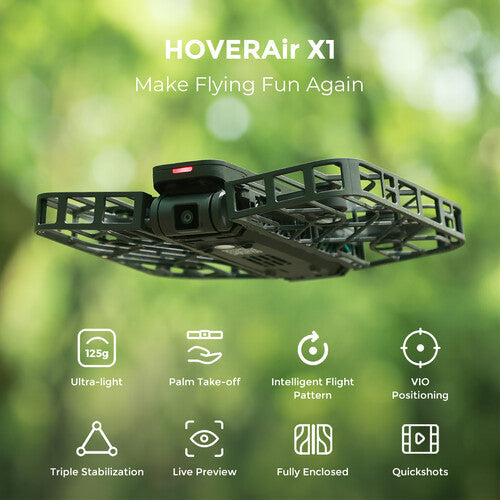 HOVERAir X1 Self-Flying Camera Drone (Combo, Black) - Dronez Technologies